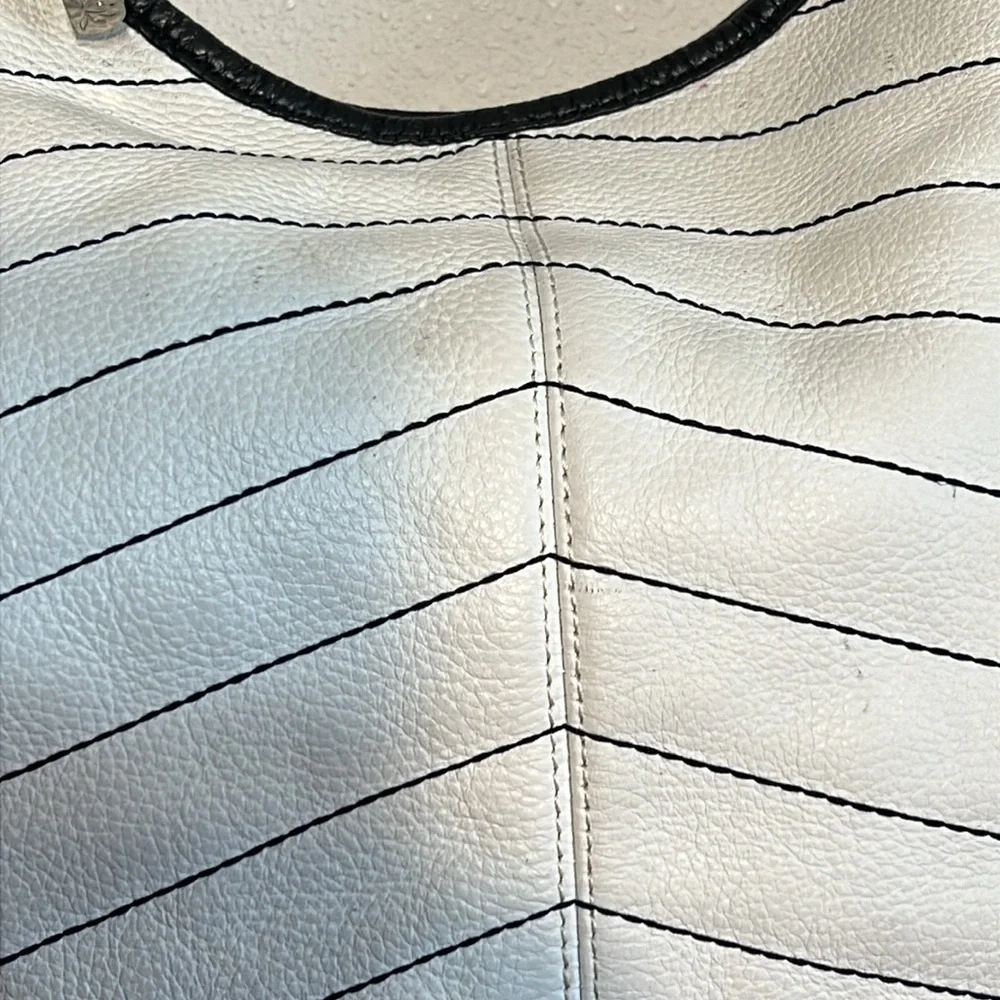Bodhi Hobo Leather Slouchy White/ Black Shoulder Handbag